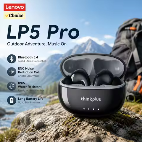 New Lenovo LP5 PRO Wireless Bluetooth 5.4 Earphones TWS HiFi Sound Gaming Earbuds LP5Pro Sport heads