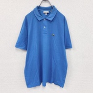 古著LACOSTE短袖 Polo 衫，藍色，2XL 碼，帶刺繡 logo。