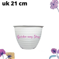 Pot Bunga Ukuran 21cm 18cm 10cm warna putih Pot Ukuran Sedang Pot Bunga Murah Pot Bunga Plastik