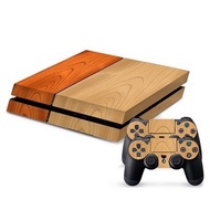Protective Game Player and Controller Skin Sticker with Streaked Wood Pattern for Sony PlayStation 4