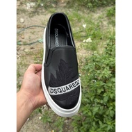 Men's shoes_ Slip on_ Dsquared2 embroidered with black embroidery, masculine fashion