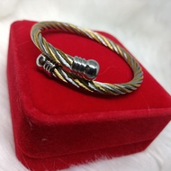 Stainless Steel Twisted Bangle Two-Tone