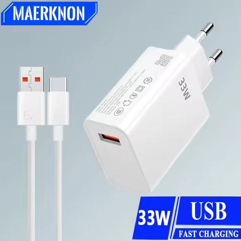 Total 33W USB Charger Quick Charge 3.0 Super Fast High Speed Charging USB-A Wall Adapter for Samsung