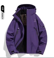 Haglofs 男女三合一防風防水戶外抓毛冲鋒衣外套 行山風褸 深紫色 M
