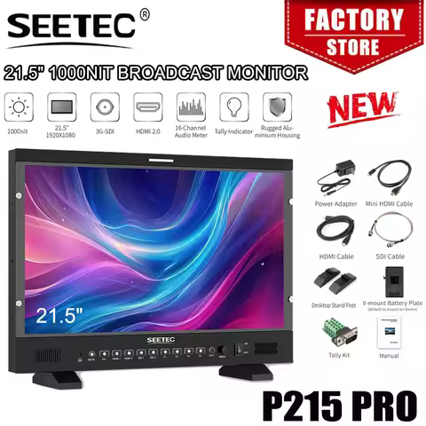 SEETEC P215 PRO 21.5 inch Broadcast Monitor HDMI2.0 3G-SDI 1000nit High Bright Full HD 1920x1080 Acc