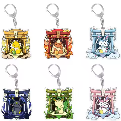 Creative Pokemon Anime Acrylic Pendant Keychain Sylveon Eevee Glaceon Espeon Flareon Vaporeon Jolteo