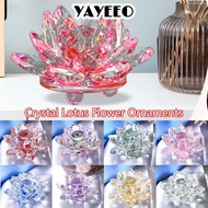 YAYEEO Lotus Flower Ornament, Multi-Color Lotus Flower Decor Crystal Lotus Flower Figurine,  Paperwe