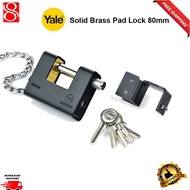 Yale Solid Brass Padlock 80mm With Bracket ( 5 Keys Included )