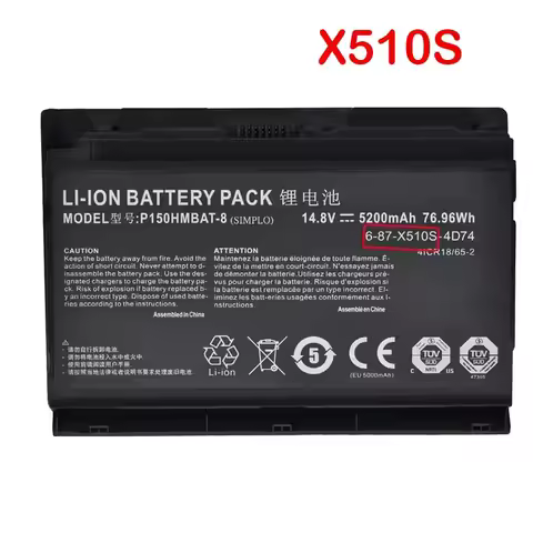 QULE 5200mAh P150HMBAT-8 Laptop Battery for Clevo P150HM P151HM For Sager NP8150 NP8130 6-87-X510S-4