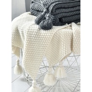 Wool Air Conditioning Blanket Sofa Cover Blanket Casual Tassel Knitted Ball Nap Nordic Style Wu Offi