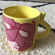 Pink Panther 頑皮豹造型 黃底粉紅圖騰馬克杯