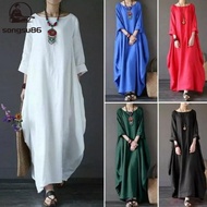Baju Raya 2024 Ethnic Style Cotton and Linen Dress Women Oversized Dress Muslimah Women's Clothing L