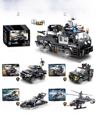 KAZI 67280-91 City Guard Tank Armored Vehicle Building Blocks Toy for Boys Assembly Model Police Car