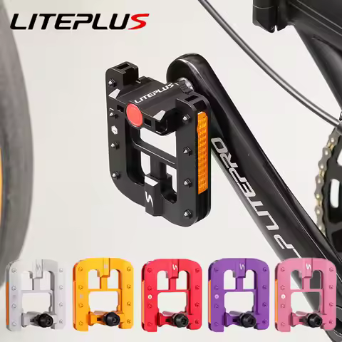 LITEPLUS Foldable Bicycle Flat Pedals aluminum bicycle Platform pedals purple bicycle Folding pedal 