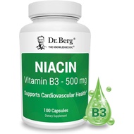 Dr. Berg Niacin 500mg – Flushing Formula – Heart & Energy Support – Vitamin B3 – 100-Day Supply –