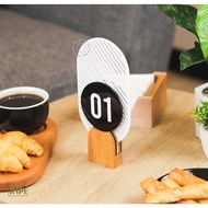 INPI HOUSE Signage Table Number - Table Number Sign - Tall - Acrylic + Wood