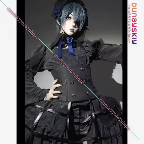 CR7.27*Black Butter Ciel Phantomhive Rock Band Cosplay Full Costume Anime Character Halloween Theme 