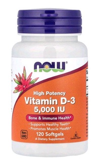 Now foodsHigh Potency Vitaminวิตามินประสิทธิภาพสูง D-3 125 mcg (5000 IU)ช่วยเสริม สร้างกระดูกและฟันใ