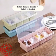 TEMPAT BUMBU 4 SEKAT / KOTAK BUMBU 4 IN 1 / TEMPAT BUMBU DAPUR / RAK BUMBU DAPUR WADAH BUMBU