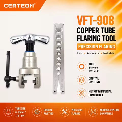 VFT-908 Copper Tube Flaring Tool HVAC Refrigeration Eccentric Flaring Tool Metric Imperial 6-19mm AC