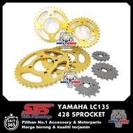 SSS 428 SPROCKET LC135 YAMAHA RXZ / Y100 ALLOY STEEL HEAVY DUTY RACING SPROCKET GOLD FRONT / REAR