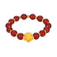 Citigems 999 Pure Gold Lotus Charm with Beads Bracelet