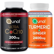 Qunol CoQ10 & Turmeric: CoQ10 200mg, 60 Softgels & Turmeric Curcumin, 2400mg, 105 Capsules