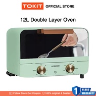 TOKIT 12L Mini Electric Oven Air Fryer Double Layers/Timer/230℃