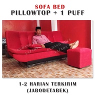 Sofa Bed Minimalis - Sofa Tidur Pilowtop | Minimalis Elegan. Tambahan 1 STOOL/kursi kotak kecil. Sofa Lipat/Sofa santai/Sofa Ruang Tamu