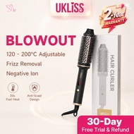 UKLISS Blowout Brush 3 In 1 Hair Curler Ionic Thermal Brush Hot Air Comb Curling Iron Straightener B