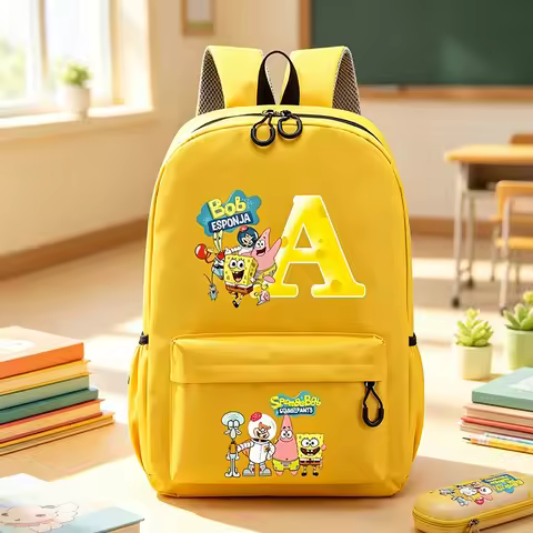 SpongeBob SquarePants School Bag Anime Cartoon Knapsack Teenager Backpack Student Book Bag Rucksack 