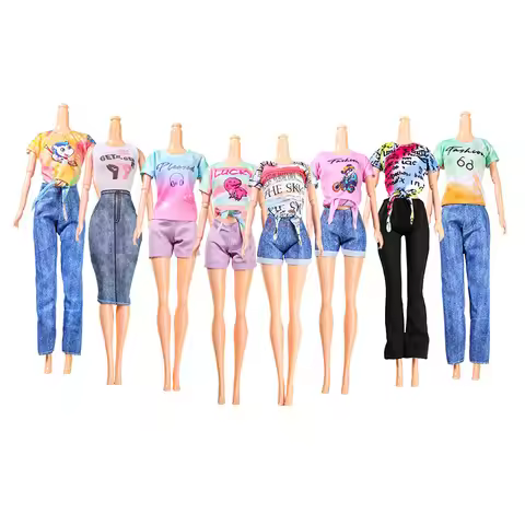 Fashion Top Pants T-shirt Shorts Clothes for Barbie 11.5''/30cm BJDDolls Fashion Gowns Dresses Casua