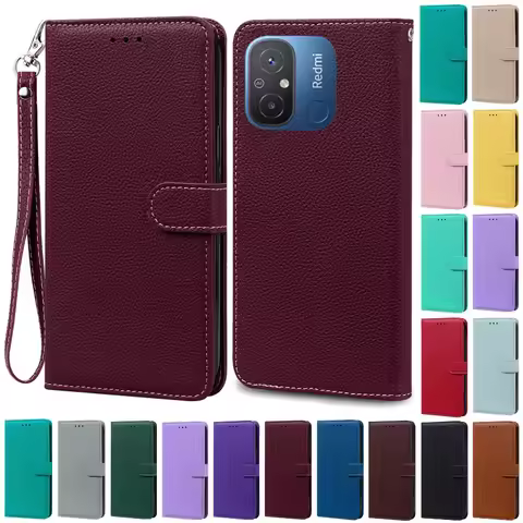 For Redmi 12C Case Soft Silicone Leather Wallet Flip Case For Xiaomi Redmi 12C Case Phone Cover Redm