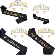 30 years old 40 years old 50 years old 60 years old Birthday tiara Ribbon set Party supplies