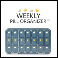 【Pill box】7 days Weekly Pill Organizer | Portable Medicine Box | 21/28 Compartments | Morning / Afternoon / Night / Sleep Pillbox Storage Holder Case Organiser Organizer Travel Medicine Case 药盒 分装收纳