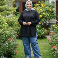Super Jumbo Long Sleeve Side Slit T-Shirt High Slit wudhu friendly LD 160 150 140 130 120 7XL 6XL 5X