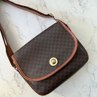 特選貨品二手Celine星球咖啡色老花皮革豆腐包單肩側背斜孭手袋