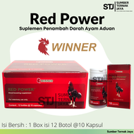 Red Power Ayam Aduan 1 Box Isi 12 Botol per 10 Kapsul Vitamin Suplemen Penambah Darah Ayam Aduan WIN