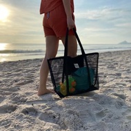 黑色拉鍊網袋/健身包/雜貨袋/沙灘包 L 號