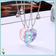 ESPOIR 3Pcs Matching Heart Pendant Necklace, Friendship Jewelry Alloy BFF Necklaces, Friendship Cute