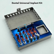 Dental Universal Implant Kit (25 Pcs Kit)  Bone Compression Wrench, Drills, Trephines Surgical Drill