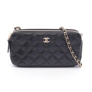 【二手】香奈兒 (Chanel) CHANEL 單背包 Matelassé A82527 黑色羊皮（綿羊皮）Matelassé 手機包鏈條錢包 女士二手 A