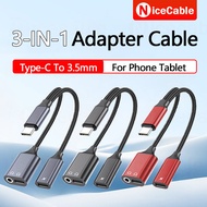 Type C 3-IN-1 Adapter HiFi Sound Quality Dual Audio Interface Adapter 65W TypeC To 3.5mm Plug And Pl