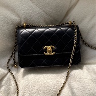 Chanel 雙金珠雙金球黑色可調節鏈條包22cm ✨最新晶片款