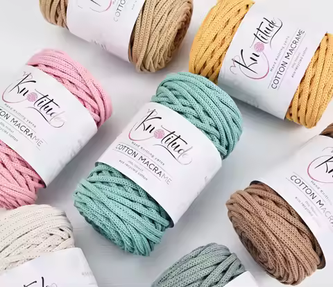 KNOTITUDE 4mm DIY Hand Knitting Recycled Cotton Cord Macrame Rope Crochet Yarn For Crochet & Knittin