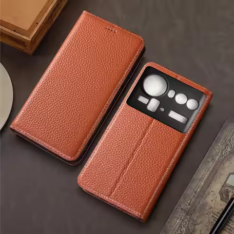 Genuine Leather Phone Case For ZTE Nubia Z50 Z50S Z60 Z60S Z70 Z70S Z80 Pro Ultra Large Lychee Patte