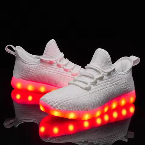 Men's New Casual Dazzling Lights Shoes Mesh Breathable Fashion Running Shoes Soft and Comfortable Me