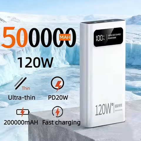 120W 200000mAh Power Bank Super Fast Charging Battery High Capacity Digital Display Power Bank For i