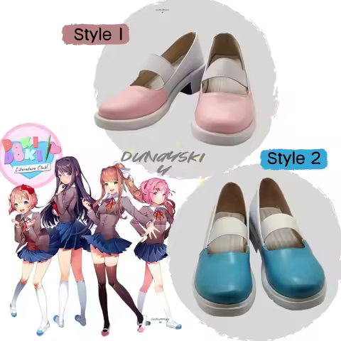 Game DDLC Doki Doki Literature Club Sayori Yuri Natsuki Monika Cosplay Shoes School Uniform Shoes Cu