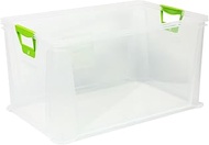 keeeper Storage Box with Soft Handles 59 x 39 x 32 cm, 64 L, Luis, Transparent
